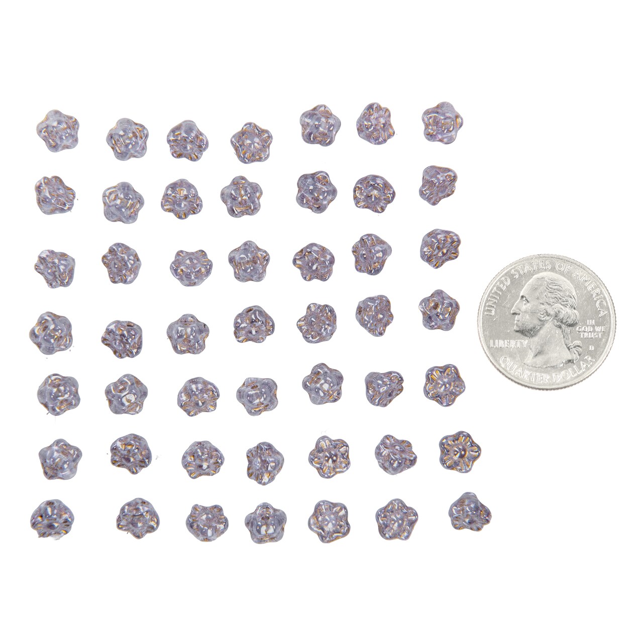 7mm Silvery Lavender Button Style Flower Beads Apx 48-50 Beads GB-BB03